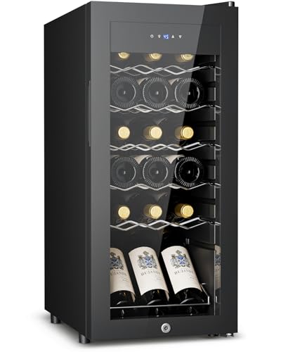 Feelfunn 18 Bottle Wine Cooler Refrigerator,Freestanding Wine Fridge,Black