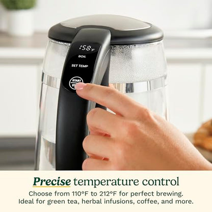 Cuisinart 1.7L Glass Variable Temperature Control Electric Kettle 110°F–212°F with Touchscreen Controls, Illumination, Dual‑Layer Cool‑Touch Design & Nondrip Spout