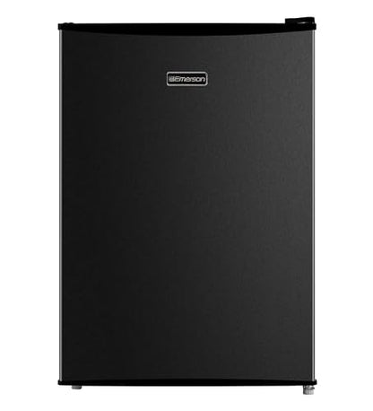 Emerson CR2700B-A Compact Refrigerator 2.7 Cu Ft, ENERGY STAR Mini Fridge with Adjustable Thermostat, Reversible Door, Glass Shelves, Manual Defrost, Black