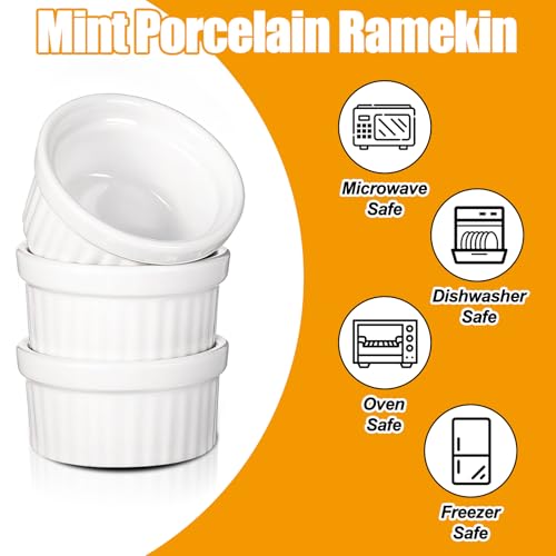 24 Pcs 1 oz Mini Ramekins Small White Ceramic Porcelain Souffle Dish Custard Sauce Dipping Dessert Cups Oven Safe Bowls for Charcuterie Pudding Creme Brulee Condiment Baking Bakeware