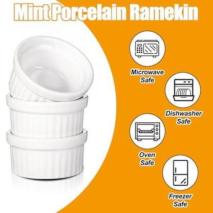 24 Pcs 1 oz Mini Ramekins Small White Ceramic Porcelain Souffle Dish Custard Sauce Dipping Dessert Cups Oven Safe Bowls for Charcuterie Pudding Creme Brulee Condiment Baking Bakeware