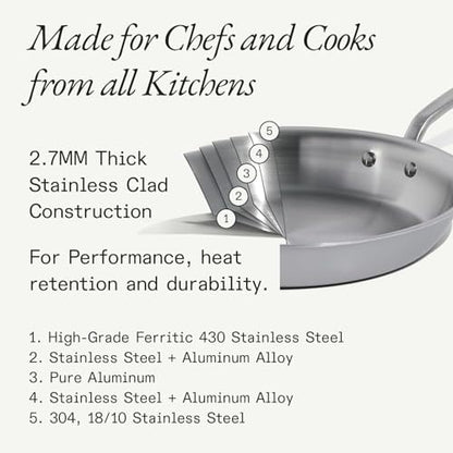 Made In Cookware | 10-Inch Stainless Steel Frying Pan | 5 Ply Stainless Clad | Professional Cookware | Crafted in USA | Induction Compatible
