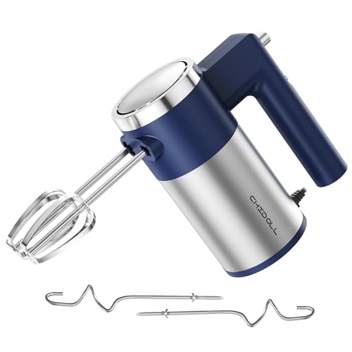 CHIDOLL 600W Hand Mixer, 5-Speed Electric Hand Held Mixer for Baking, Lightweight Stainless Steel Hand Beaters *2 & Dough Hooks*2 with Eject Button, Kitchen Mixer for Cream, Cookies, Dough