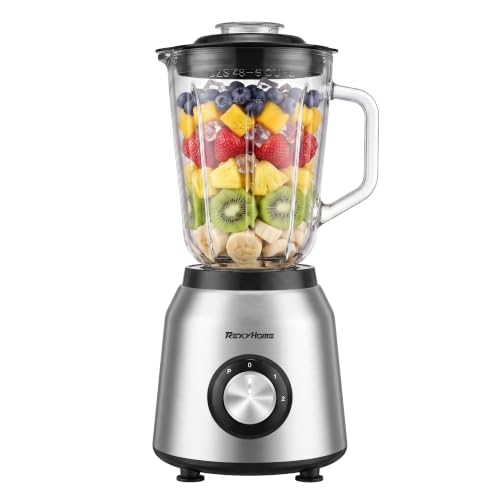 REXYHOME 700W Blender with 50oz Glass Jar, Countertop Blenders for Kitchen