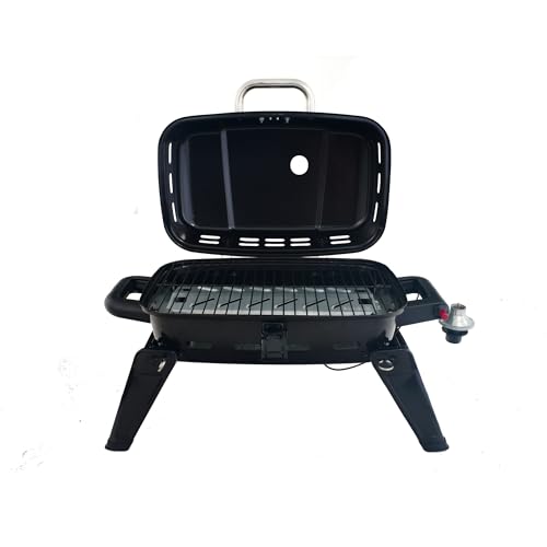 Grill Boss 1 Burner Portable Gas Grill, 10,000 BTU Propane Tabletop BBQ with Porcelain Coated Grate for Camping, Patio, and Outdoor Cooking, Black