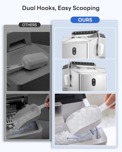 Nugget Ice Maker Countertop,55LBS/Day Ready in 4 Mins, Stainless Steel