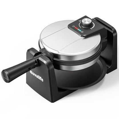 Waffle Maker, Rotating Belgian Waffle Maker, 180° Flip Waffle Iron, Non-Stick Plate, Adjustable Browning Control, Foldable Cool Touch Handle, Removable Drip Tray, Space Saving Storage, Stainless Steel