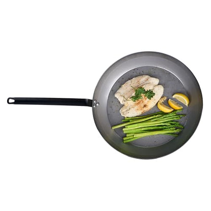 Restaurantware Met Lux 16 Inch Fry Pan, 1 No-Stick Frying Pan - Induction-Ready, Triple-Riveted, Silver Carbon Steel Cooking Skillet, Durable, For Searing, Sauteing, And Browning Food