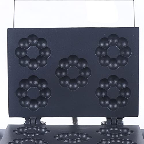 Electric Mini Donut Maker Machine Nonstick Commercial Doughnut Baker Maker Home Baker Machine Stainless Steel Makes 5 Blossom-shaped Doughnuts Countertop Mini-pie and Quiche, Waffle Maker 1500W