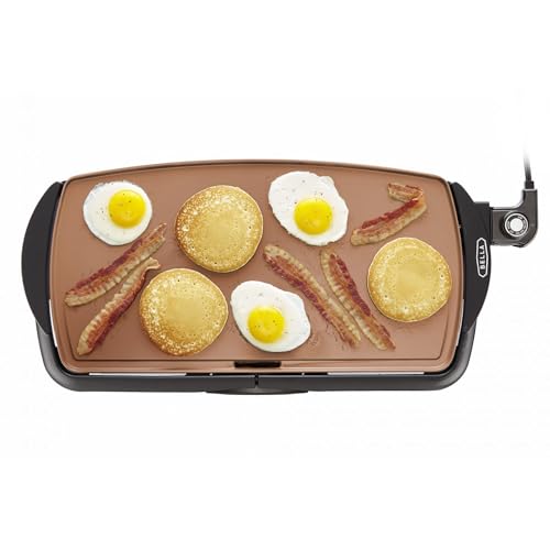 bella Electric 10.5"x20" Ceramic Non-Toxic, Titanium Griddle, Copper/Black