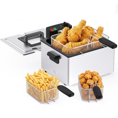 OLIXIS 5 Liter Deep Fryer with Blankets for Home Use, Large Electric Fryer
