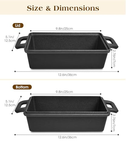 Bachdomc Cast Iron Loaf Pan With Lid, 9×5 in – 2‑in‑1 Heavy‑Duty & Oven‑Safe Loaf Pan for Sourdough & Homemade Bread