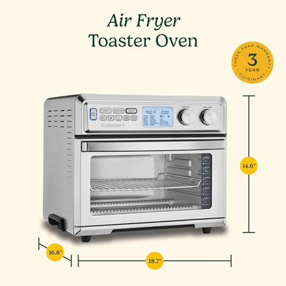 Cuisinart Air Fryer Toaster Oven with Extra-Large Capacity, 1800W Stainless Steel Oven with Digital Display, Bake, Broil, Roast & Air Fry Options, Adjustable Temperature, TOA-95NAS