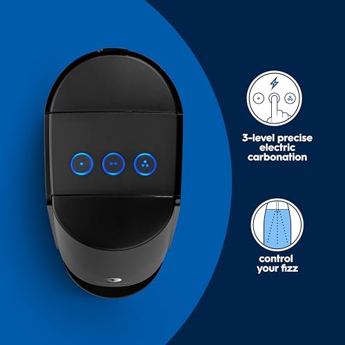 SodaStream - E-TERRA Soda Maker | STARTER KIT | 3 Automatic Carbonation Levels | Includes 1x CO2 Cylinder, 1x 32 Fl Oz Dishwasher Safe Bottle, 1x Pepsi Zero Sugar Mix, 1x Power Adapter | Black