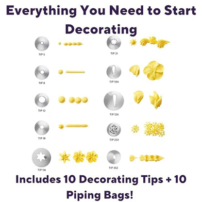 Wilton Beginning Buttercream Decorating Set - Cake Decorating Kit with Piping Tips & Disposable Icing Bags - Quality Baking Tools - 20-Piece Set