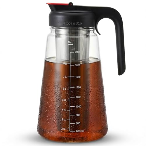 ECORELAX Cold Brew Coffee Maker With Stainless Steel Filter, Black 64oz