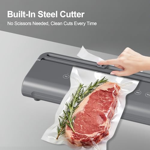 HOTSPIRE Food Vacuum Sealer Machine, Powerful & Continuous Vacuum Sealing for Kitchen Storage & Meal Prep, Wet & Dry Food Sealing, Detachable Upper & Lower Design for Easy Cleaning, Includes 50 Bags