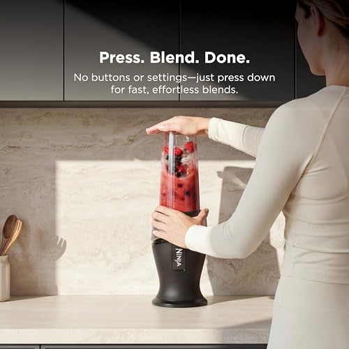 Ninja Fit Compact Personal Blender | For Smoothies, Shakes & Frozen Drinks | (2) 16-oz. To-Go Cups with Spout Lids | 700-Watt Countertop | Black | QB3001SS