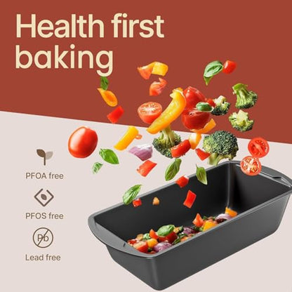 Loaf Pan Set 2-Piece - Deluxe Nonstick Carbon Steel Bakeware for Perfect Bread and Cakes – Dishwasher Safe, Premium Pans for Home Baking