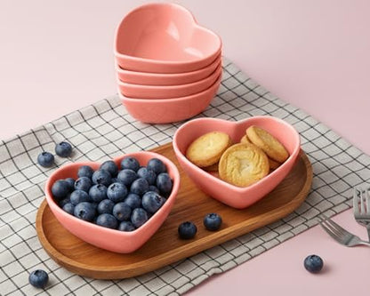 DS. DISTINCTIVE STYLE Heart Shape Ceramic Dipping Bowls Porcelain Sauce Dishes Set Of 4 Pink Mini Serving Ramekins