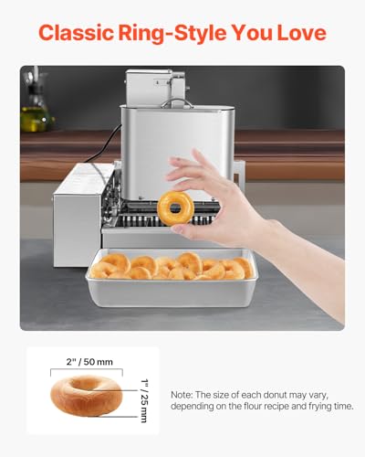 VEVOR Commercial Automatic Donuts Machine, 4 Rows Donuts Making Equipment, 240 pcs/hour Electric High Power Doughnut Maker, Stainless Steel Frying Auto Fryer, with Intelligent Control