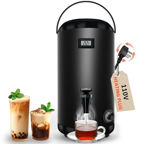 Hijolla Insulated Beverage Dispenser with Heating Drink Dispenser, Electric Heating Beverage Dispenser-75 Cup Hot&Cold water Urn, Hot Drink Beverage-Stainless Steel Hot Drink Dispenser 12 L/3.2 Gallon