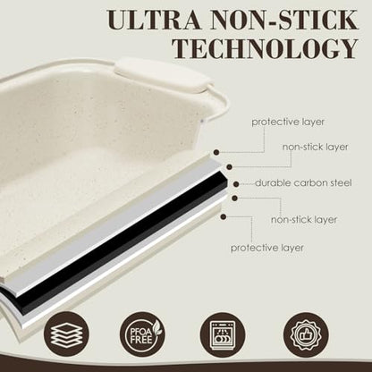 Baking Pans Set Nonstick, Stackable Bakeware Sets with Silicone Handles, AIVIKI 22 Pieces Oven Pan for Cooking Including Baking Cookie Sheet with Rack, Roast Pan, Cake Pan, Loaf Pan, Muffin Pan, Cream