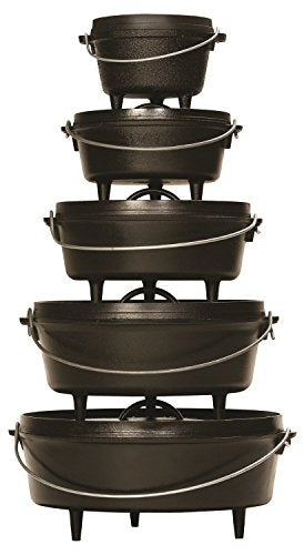 Lodge 8 Quart Pre-Seasoned Cast Iron Camp Dutch Oven with Lid - Dual Handles - Use in the Oven, on the Stove, on the Grill or over the Campfire - Black