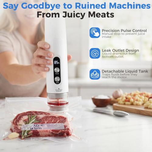 Xeiophoy Compact Handheld Food Vacuum Sealer with 30 Reusable Vacuum Bags