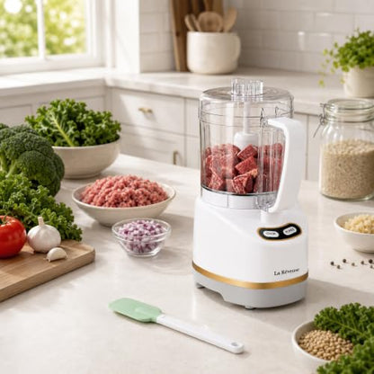 La Reveuse 2 Cup Mini Food Processor, Electric Chopper Small, White