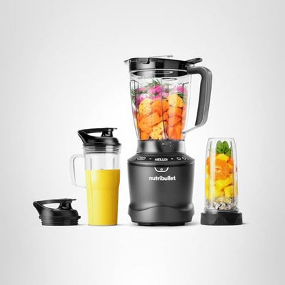nutribullet SmartSense Blender Combo, 1400W, 64oz Pitcher, 32oz & 24oz Cups, 5-Speed, Smoothies, Ice and Frozen Fruit, Nut Milk, Soup, Gunmetal Gray, NBF50700