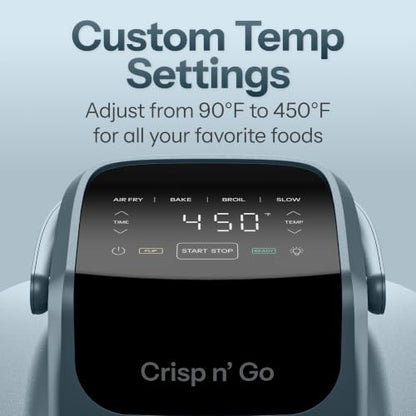 Chefman Crisp n’ Go 4 Qt Glass Air Fryer, 4-in-1, PFAS-Free Bowl & Rack