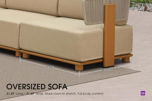PURPLE LEAF Patio Furniture Set Modular L-Shaped 5 PCS Sofa, 2 Ottomans