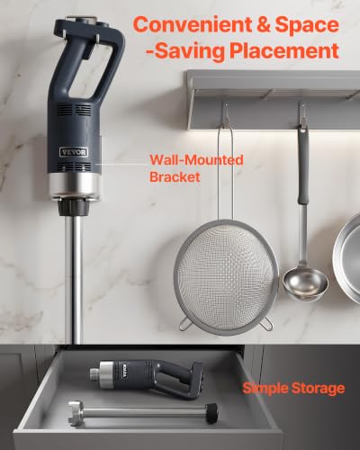 VEVOR Commercial Immersion Blender 750W 20" Heavy Duty Kitchen Hand Mixer