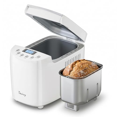 Davivy 3LB Large Capacity Bread Machine, 850W Powerful Automatic Bread Maker with 15 Programs, 3 Crust Colors & 1.5H 3LB Quick Bake, Nonstick Pan, 15H Delay Timer for Gluten Free Yogurt Dough