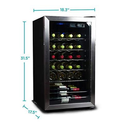 BLACK+DECKER 26 Bottle Wine Fridge with Interior Light and Mechanical Temperature Control, Compressor Cooling Wine Cooler Refrigerator with 4 Wine Racks and 1 Flat Shelf, Wine Bottle Chiller