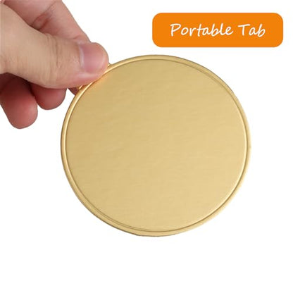 CYEAH 400 Pcs Mini Cake Boards, 3 inch Round Golden Mousse Cake Boards, Mini Cakes Bases Cakes Cardboard for Cupcake Dessert Displays, Circle Cardboards Dessert Boards Pastry Base - Grease Proof
