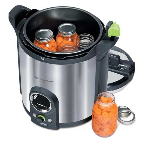 Presto 02152 17-Quart Digital Pressure Canner - Digital Display, Waterbath Capable, 10 Built-In Safety Features, Recipe Book, Stainless Steel