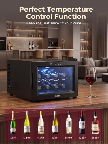 FOHERE 8 Bottles Wine Cooler Refrigerator, Small Wine Fridge Freestanding