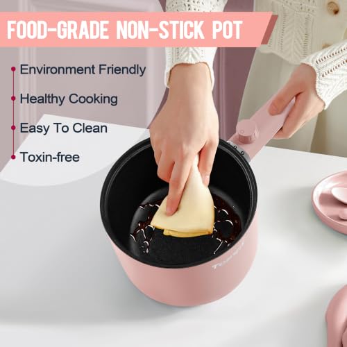 Topwit 1.5L Hot Pot Electric, Portable Ramen Cooker, Non-Stick Frying Pan