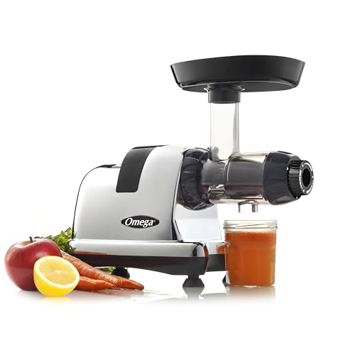 Omega Cold Press Juicer Machine, All-in-One Nutrition System for Vegetable and Fruit Juice, Nut Butter, Baby Food, Pasta and Sorbets, Triple-Stage 80-RPM Slow Masticating Juicer, 200-Watts, Chrome