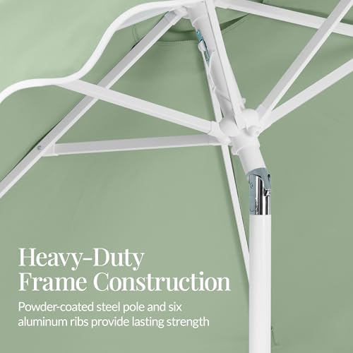 Best Choice Products 7.5ft Patio Market Umbrella with Wavy Trim, UV-Fade-Resistant 210g Canopy, Crank & Tilt, Wind Vent, Heavy-Duty Frame - Sage Green