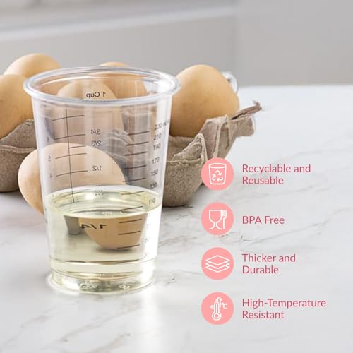 Prestee 50 Disposable Measuring Cups 8 oz - Plastic Paint Measuring Cups and Disposable Mixing Cups for Epoxy Resin - Versatile, Clear Measurement for Wet and Dry Ingredients for Baking and Crafting