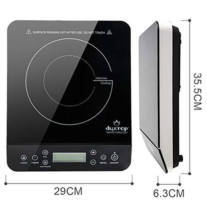 Duxtop Portable Induction Cooktop, Countertop Burner Induction Hot Plate with LCD Sensor Touch 1800 Watts, Silver 9600LS BT-200DZ