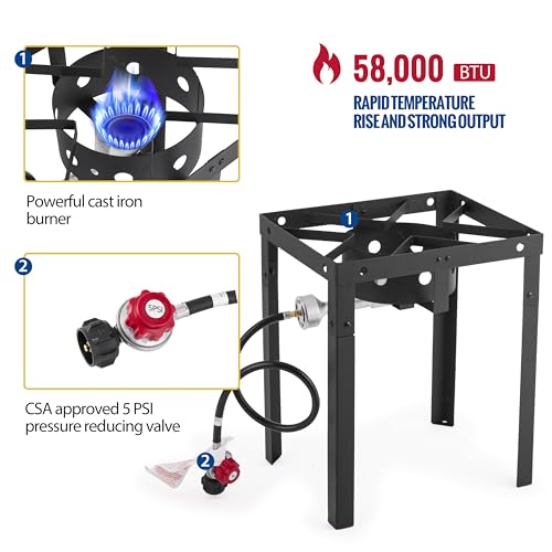 OuterMust 58,000 BTU Outdoor Fryer, 18 Qt. Deep Fryer Pot and 2 Inner Baskets, Ideal for Frying Fish, Chicken Wings, French Fries