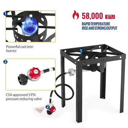 OuterMust 58,000 BTU Outdoor Fryer, 18 Qt. Deep Fryer Pot and 2 Inner Baskets, Ideal for Frying Fish, Chicken Wings, French Fries