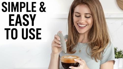 Zulay Kitchen Milk Frother Handheld Electric Whisk – Frother Wand with 2 Duracell Batteries, Durable Drink Mixer, Coffee Frother, Hand Blender, Frother for Protein Powder, Matcha & More - Black
