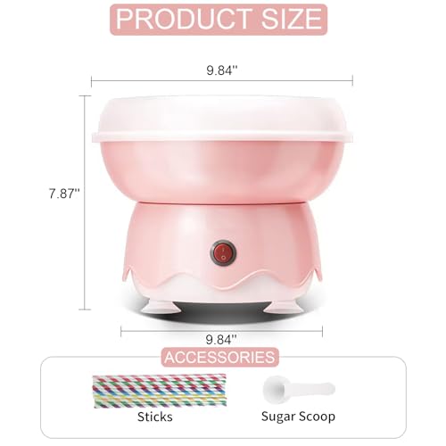 TransArcade Cotton Candy Machine – Effortless Operation & Cleaning, Quiet Floss Maker for Kids, Parties, and Home Use - Includes Colorful Sticks & Sugar Scoop, 9.84 x 7.87 Inches (Sugar Not Included)