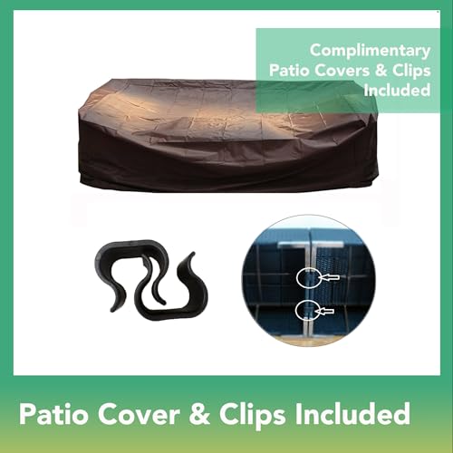 Fully Assembled Sunbrella Taupe Sectional 11 Piece Ohana Outdoor Patio Furniture Black Wicker Conversation Oversize Set with 42-inch Propane Gas Fire Table