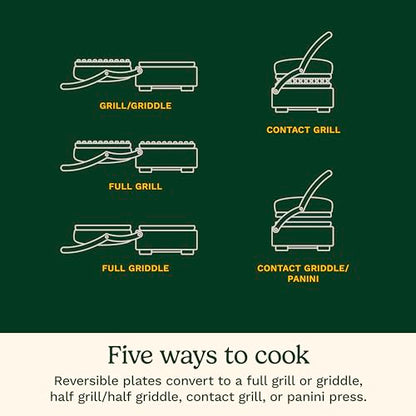 Cuisinart Electric Griddler FIVE Countertop Grill, Enjoy 5-in-1 Functions Including Panini Press, LCD Display, Wide Temperature Range, and Sear Function, Nonstick Plates, GR-5NAS, Stainless Steel
